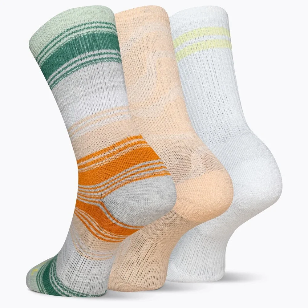 Merrell Everyday Crew Socks Unisex S/M Multicolor Striped Stretch 3-Pack KFC829